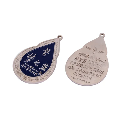 China Factory Custom Made Nickel Plated Metal Label Manufacturer Customized Enamel Brand Emblem Hangtag Bespoke Promotional Flower Shape Company Logo Tag