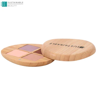 Custom Magnet Magnetic Compostable Recycling Eco Friendl Refillable Bamboo Cosmetic Makeup Make up Empty Eyeshadow Palette Packaging