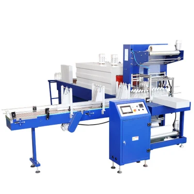 High Speed Automation Film Wrapping Machine Automatic Big Infusion Bottles Tins Sleeve Sealing &amp; Shrink Packing Machine