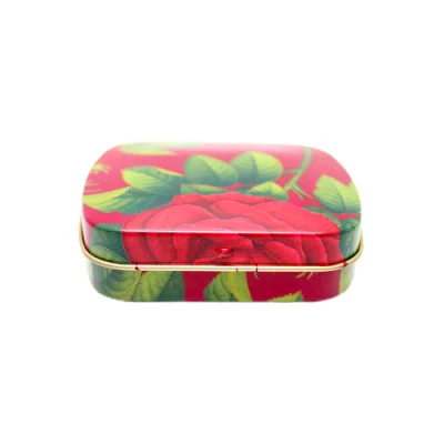 Factory Custom Tinplate Case Packaging Rectangle Metal Can Pill Mini Tin Box with Hinged Lid