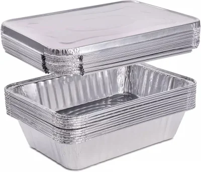 Food Packaging Disposable Tin Foil Dishes Grill Pan Catering Aluminium Foil Container Tray with Plastic Lid