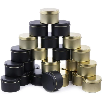 Wholesale 2oz 4oz 8oz Rose Gold Tins Round Decorative Gift Empty Tin Can Jars Metal Candle Tins