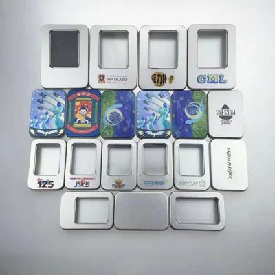Silver Storage Tin Box, Small Party Gifts Tin Box, Metal Tin Box with Lid and Large Clear Window, Portable Empty Tin Box, for Coin Key Puzzle Cards Candy