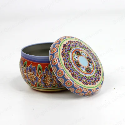  Empty Round Aromatherapy Metal Tins 8oz Decorative Candle Tins