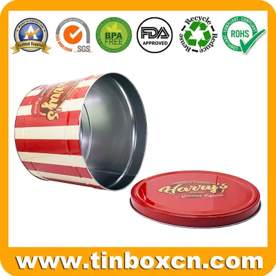Empty 2 Gallon Metal Popcorn Tin with Lid for Christams Holiday