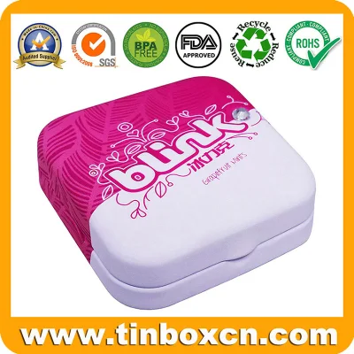Mini Small Square Metal Box Candy Gum Sweets Mints Tin with Inserts