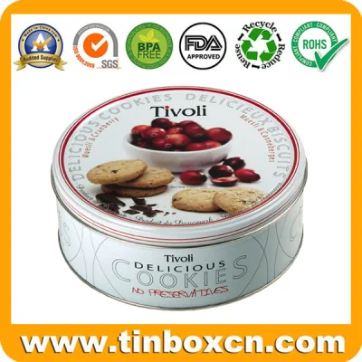 Embossed Round Metal Tin Can Denmark Butter Cookies Tin Box