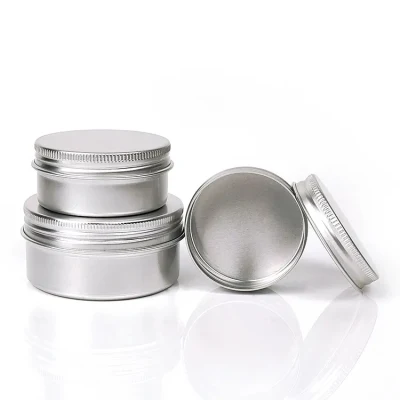Silver Round Metallic Box Can Wide Tins for Candles Cosmetic Container Aluminium Candle Jar