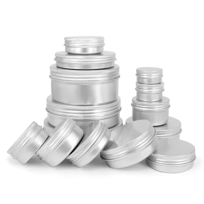 Silver Round Metallic Box Can Wide Tins for Candles Cosmetic Container Aluminium Candle Jar