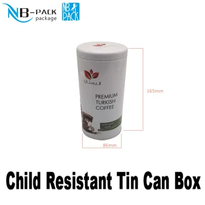 Child Resistant Child Proof Cr 2022 Hot Sale Airtight Square Child Proof Tin Jar Child Resistant Metal Boxes Child Lock Metal Packing Box for Sugar Candy Mints