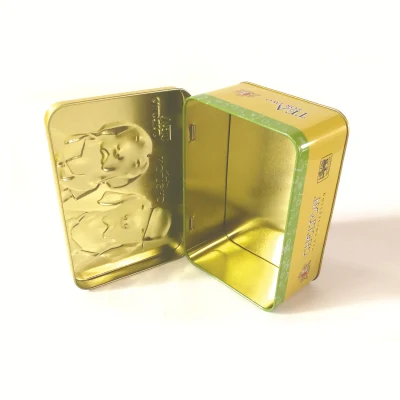 Wholesale Factory Custom Embossed Hinged Rectangular Herb Seeds Packaging Metal Tea Tins