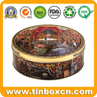 Embossed Round Metal Tin Can Denmark Butter Cookies Tin Box