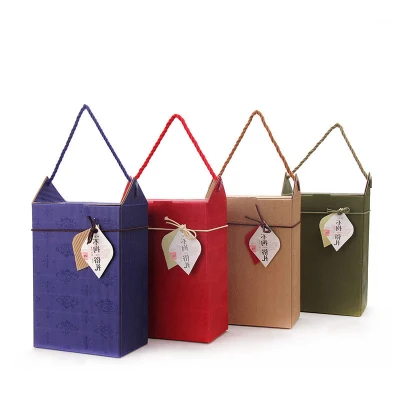 Creative Small Kraft Paper Tea Gift Box Coffee Tin Tea Tin Candies Dessert Cardboard Packaging Box with Handles