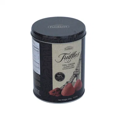 Empty Food Packaging Box Round Metal Coffee Tin Tea Metal Packaging