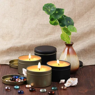 Christmas Gift Small Can with Lid Round Scented Candle Jar Tins Container Candle Tins