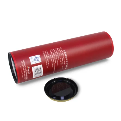 Firstsail Printed Cylinder Paper Shipping Box Tin Cap Single Wine Tube Packagong Box with Glass