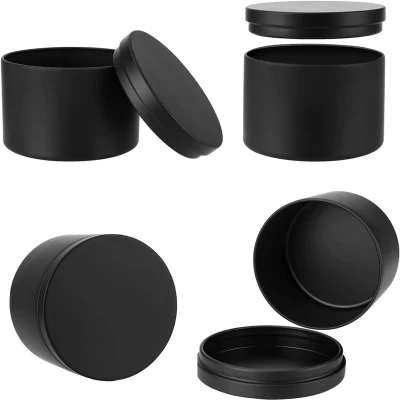 Wholesale Round Black Metal Containers Box Tin Can Candle Jar Candle Tin