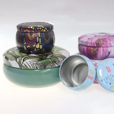  16 Oz Custom Printed Luxury Big Round Tin Can with Lid for Candles Metal Candle Tin