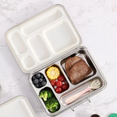Aohea Stainless Steel Food Storage Container Small Bento Box Lunch Food Storage Box Round Metal Food Container