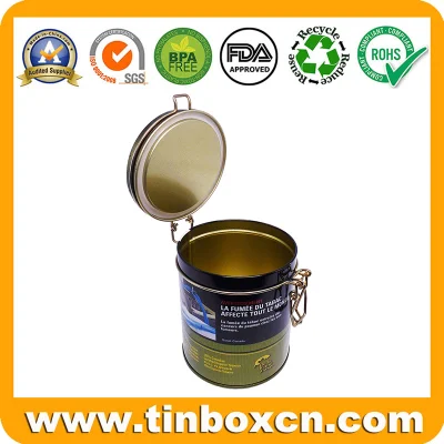 Round Metal Can Asparagus Tea Chocolate Coffee Tin Box with Airtight Lid