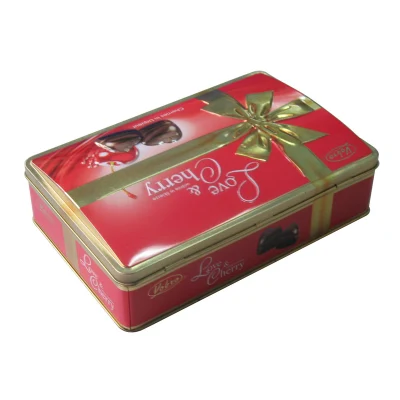 Valentine&prime;s Day Custom Rectangular Biscuit Cookie Packaging Metal Tin Boxes for Chocolate