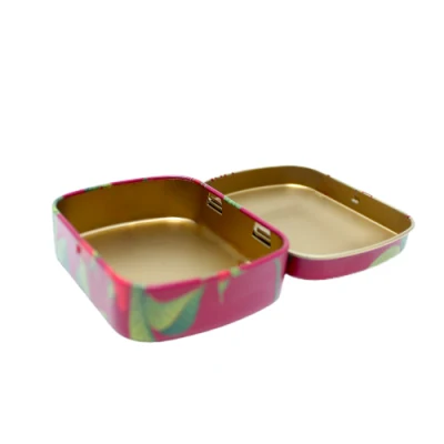 Factory Custom Tinplate Case Packaging Rectangle Metal Can Pill Mini Tin Box with Hinged Lid