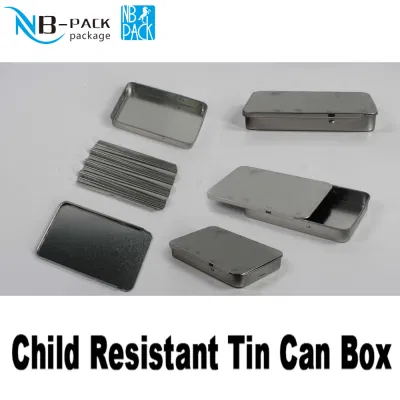 Child Proof Child Resistant Square Custom Tin Box Customized Logo Color