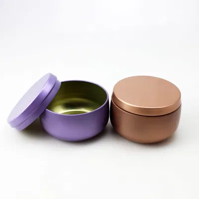 Eco-Friendly Luxury Purple Metal Tin Storage Container Packaging with Lid
