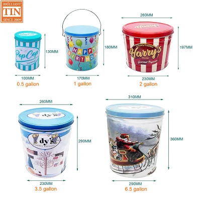 Empty 3.5 Gallon Large Metal Storage Box Popcorn Tin with Lid