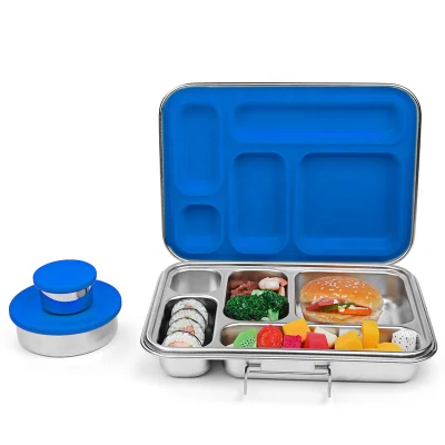 Aohea Kids Tin Lunch Box 5 Sections Bento Box Plant Stainless Steel Bento Lunch Box
