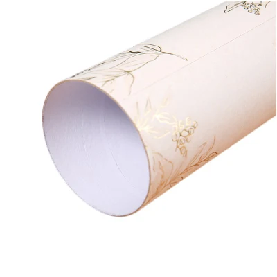 Ink Style Tea Jars Round Tube Packaging Box Gift Box with Gold Metal Lid for Tea Packaging
