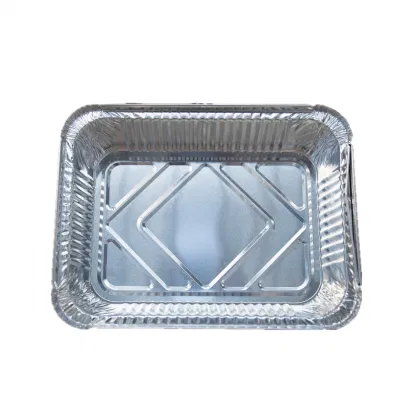 Rectangular 630ml Casserole Pasta Tin Foil Takeaway Box Golden High-End Sealable Aluminum Foil Meal Box with Lid