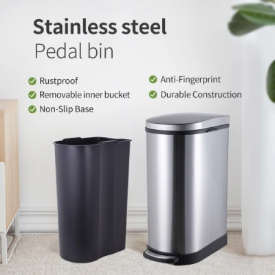 Metal Dustbin Stainless Steel Hotel Office Large Waste Garbage Bins Kitchen Trash Can
