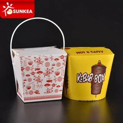 800ml 900ml 1000ml Disposable Takeaway Biodegradable Printed Paper Fast Emballage Food Packaging Box