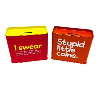 Factory Custom Collectibles Small Tin Can Money Box Metal Square Piggy Bank Tin Plate Money Saving Tin Box for Child