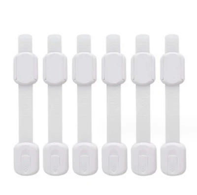 6 Pack Child Proof Cabinet Adhesive Adjustable Strap Latches to Drawer Fridge Toilet Baby Safety Lock