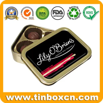 Empty Custom Rectangular Metal Chocolate Tins for Food Packaging Box