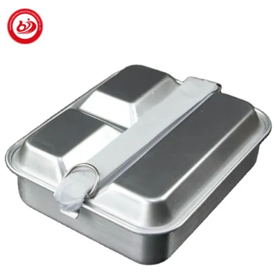 Outdoor Travel Camping Task 2 in 1 800-1000ml Stainless Steel 3 Compartments Mess Tin Lunch Plate Heating Cooking Pot Lunch Box