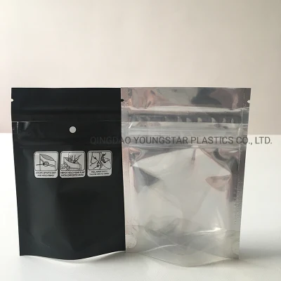 9X12&prime; Half Silver Half Clearance Child Proof Airtight Ziplock Pharmic Food Packaging Barrier Transparent Window Exit Pouch Container