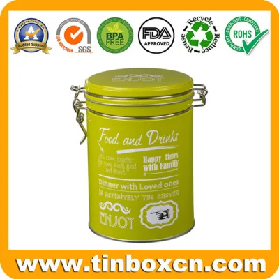 Empty Round Coffee Tin Box with Airtight Lid for Food Can Packaging