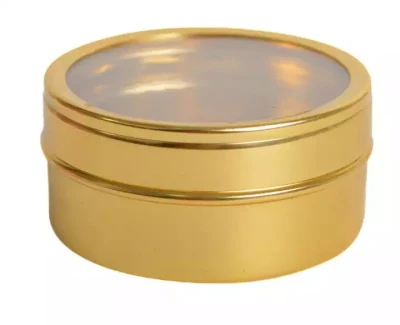 5225kc 40ml Aluminum Round Cosmetic Cream Candy Spice Pill Mint Small Black Metal Mini Tin Boxes with Clear Window