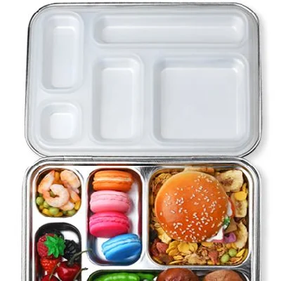 Oumego Food Grade Food Storage Container Kids Adult Leakproof Salad Lunch 2 5 Compart Stainless Steel Metal Tin Bento Box Wholesalee Lightweight Bento Box Kids