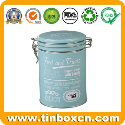 Empty Round Coffee Tin Box with Airtight Lid for Food Can Packaging