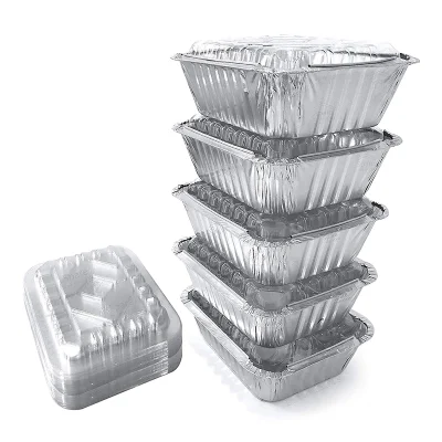 Small Aluminum Foil Containers with Lids, Freezer Tins, Disposable Baking Tray for Food, Take out, Individual Foil Pans with Clear Lids for Leftover Storage