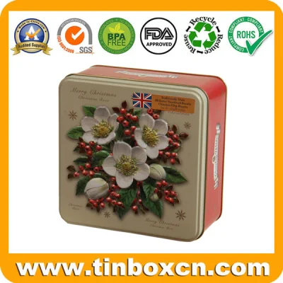 Large Square Christmas Storage Tin Box for Metal Gift Packaging