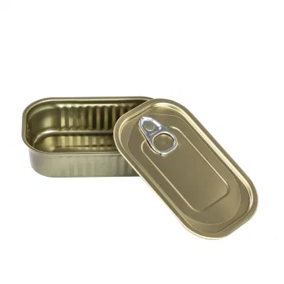 Custom Rectangular Seal Ring-Pull Tin Can with Lid for Tuna Fish Meat Food Packing