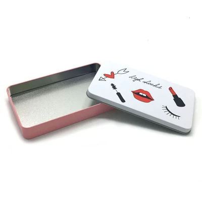 Custom Thin Rectangular Eyebrow Pencil Makeup Brush Packaging Tin Case