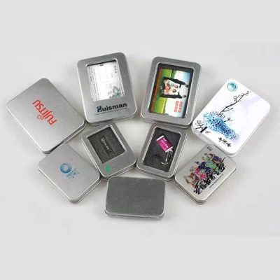 Silver Storage Tin Box, Small Party Gifts Tin Box, Metal Tin Box with Lid and Large Clear Window, Portable Empty Tin Box, for Coin Key Puzzle Cards Candy