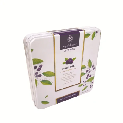 Custom Thin Biscuit Chocolate Flower Tea Fruit Tea Packaging Square Tin Box