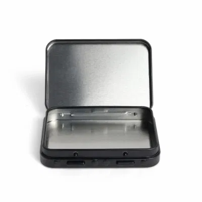 Black Square Storage Box Coin Car Key Tin Box Tin Flip Child Resistant Tins Cans